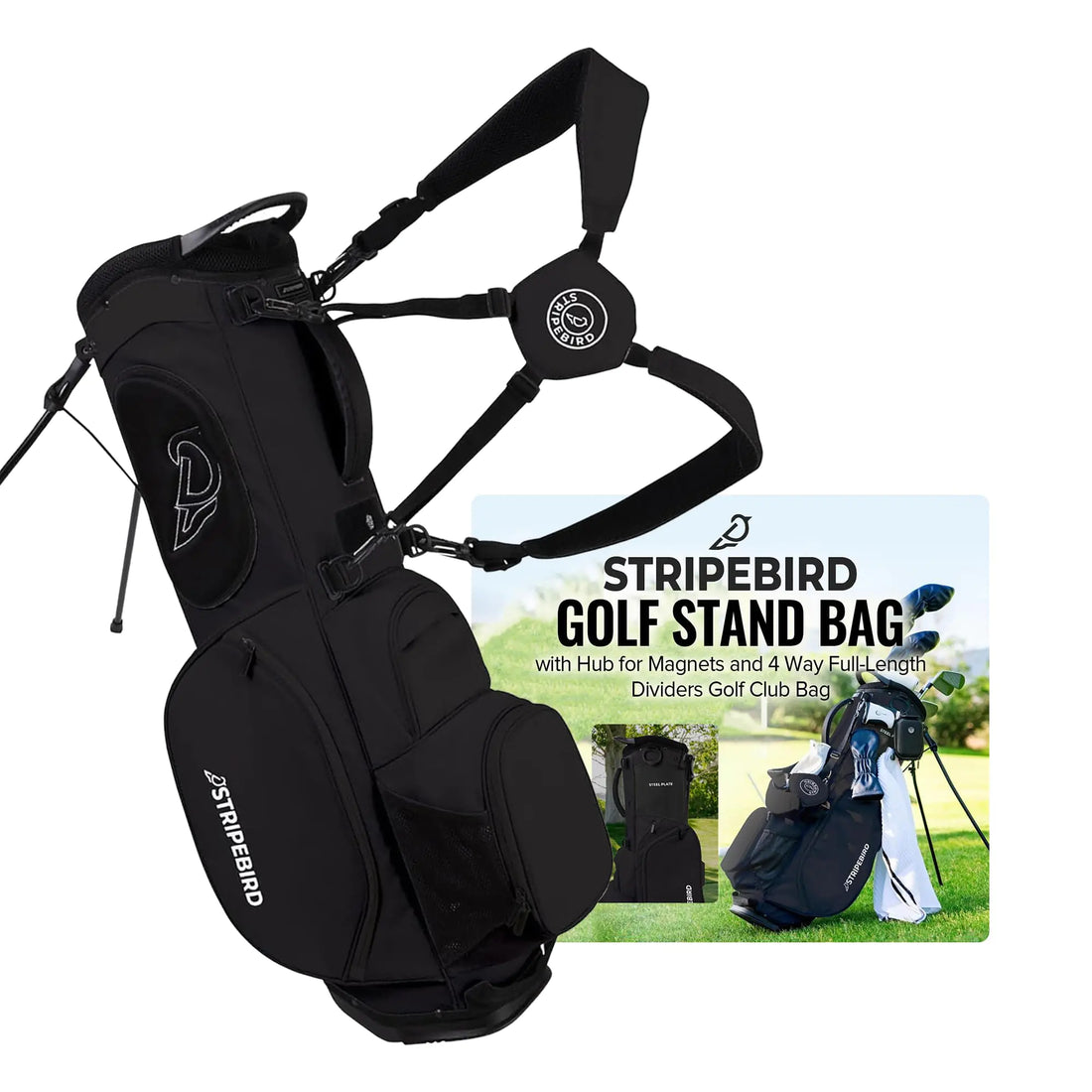 Stripebird FlexFit Golf Bag - Magnetic Access and Dual Straps